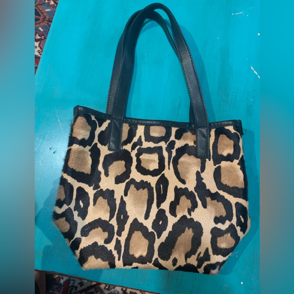 Totem Salvaged cowhide leopard print tote